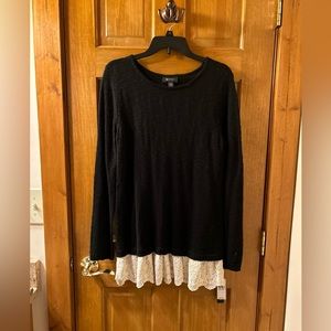 Womens AB Studio Sweater with lace border NWT
